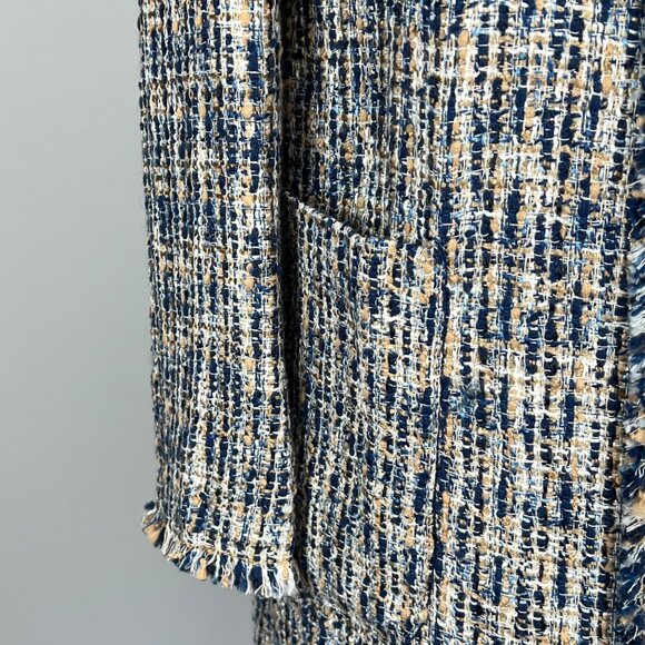 J. McLaughlin Black & White Tweed Open-Front Coat - Picture 8 of 16